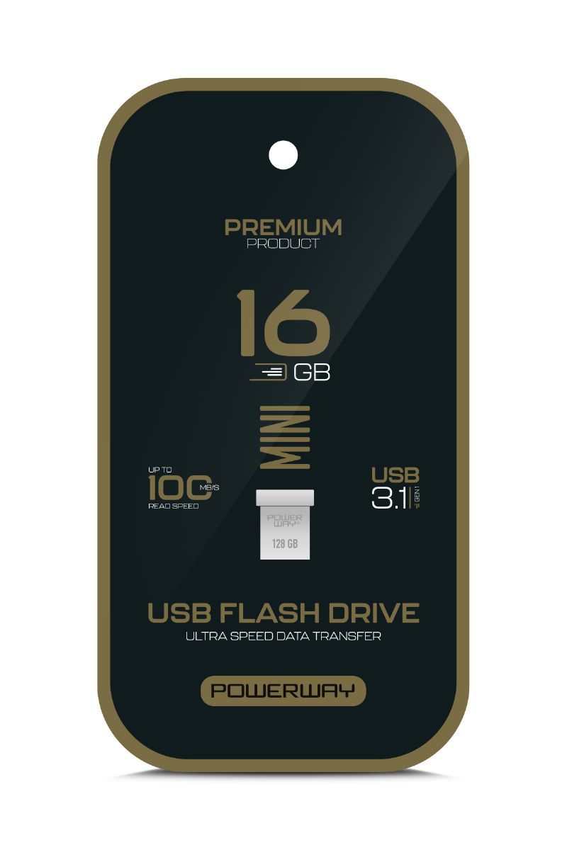Powerway 16 GB USB 3.1 Flash Bellek Siyah Altin